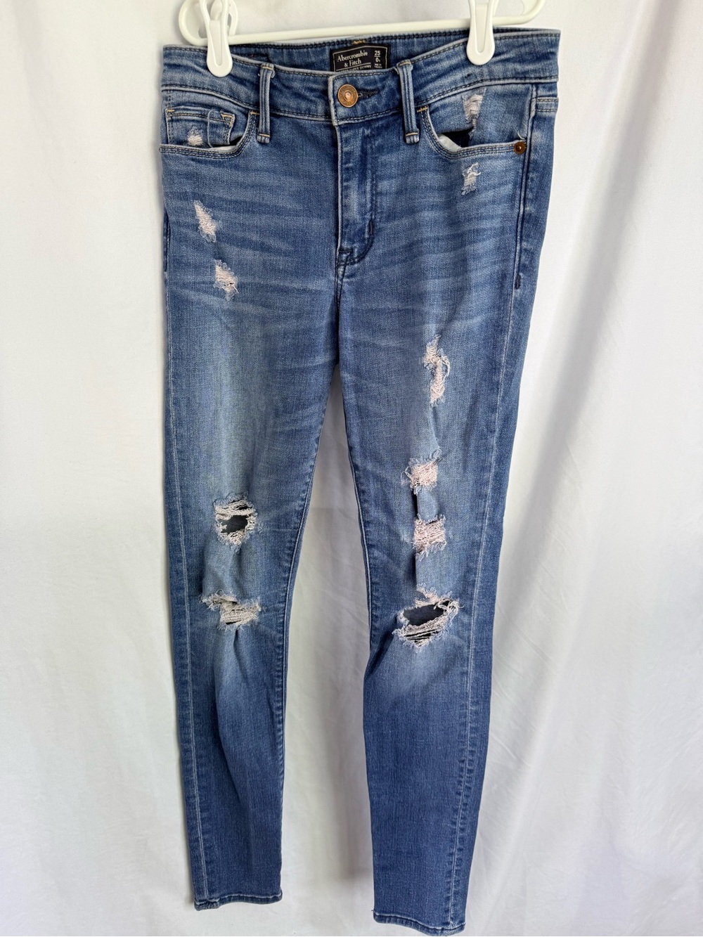 Abercrombie & Fitch Distressed Medium Blue Skinny Jeans